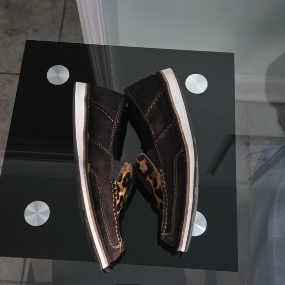 Ariat Cruiser  Cow Print Chocolate Chip Suede Size 6.5 Leopar Ahir -On Women's - Picture 7 of 8